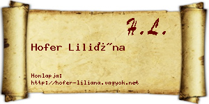 Hofer Liliána névjegykártya